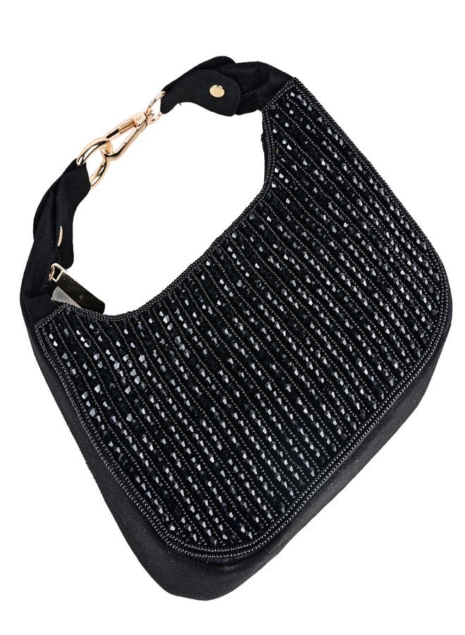 MARKQUES Black Crystal Handheld Embellished Handbag - Image 3